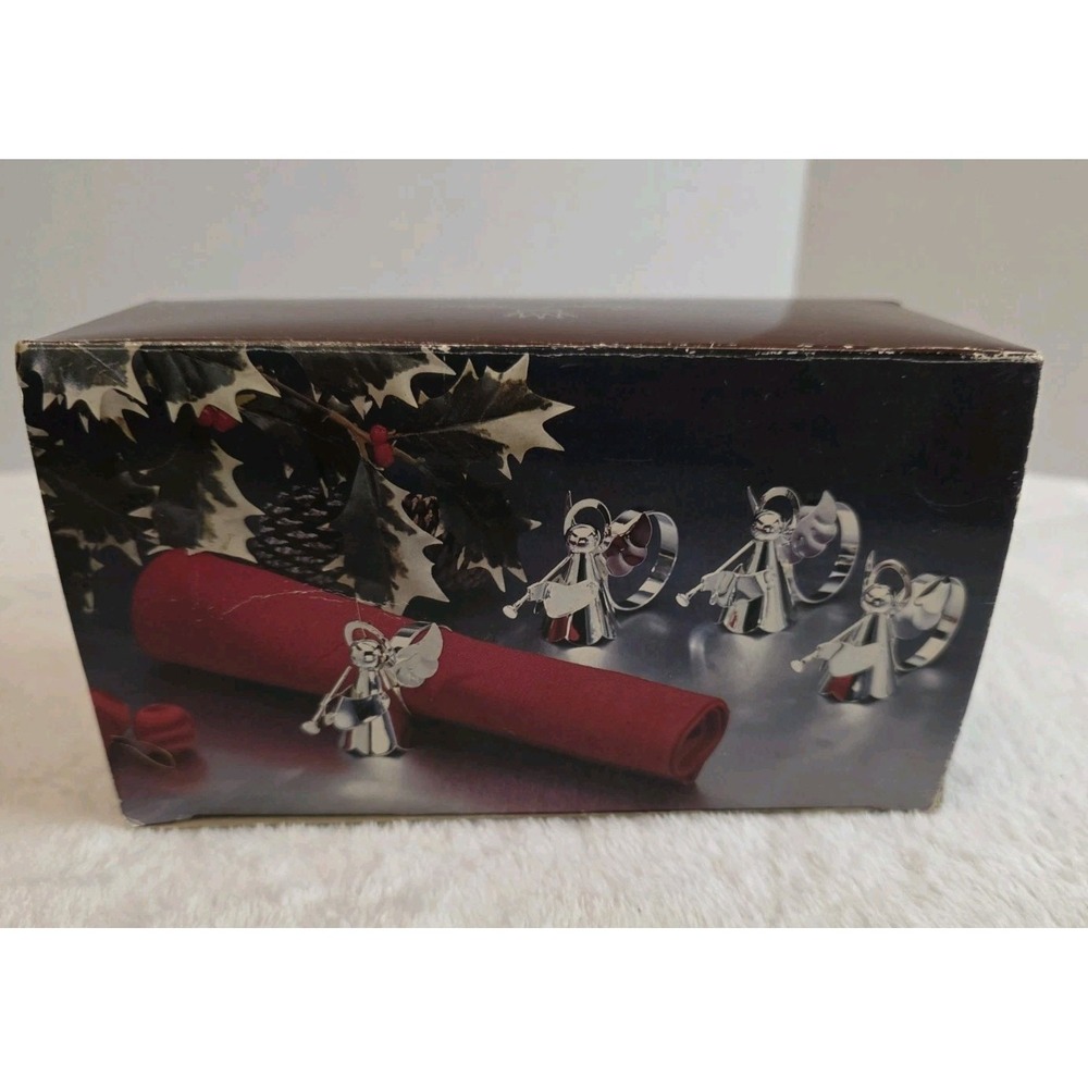 Set Of 4 Vintage Regal Silver Angel Napkin Holders Rings Silver-Plated 1985
